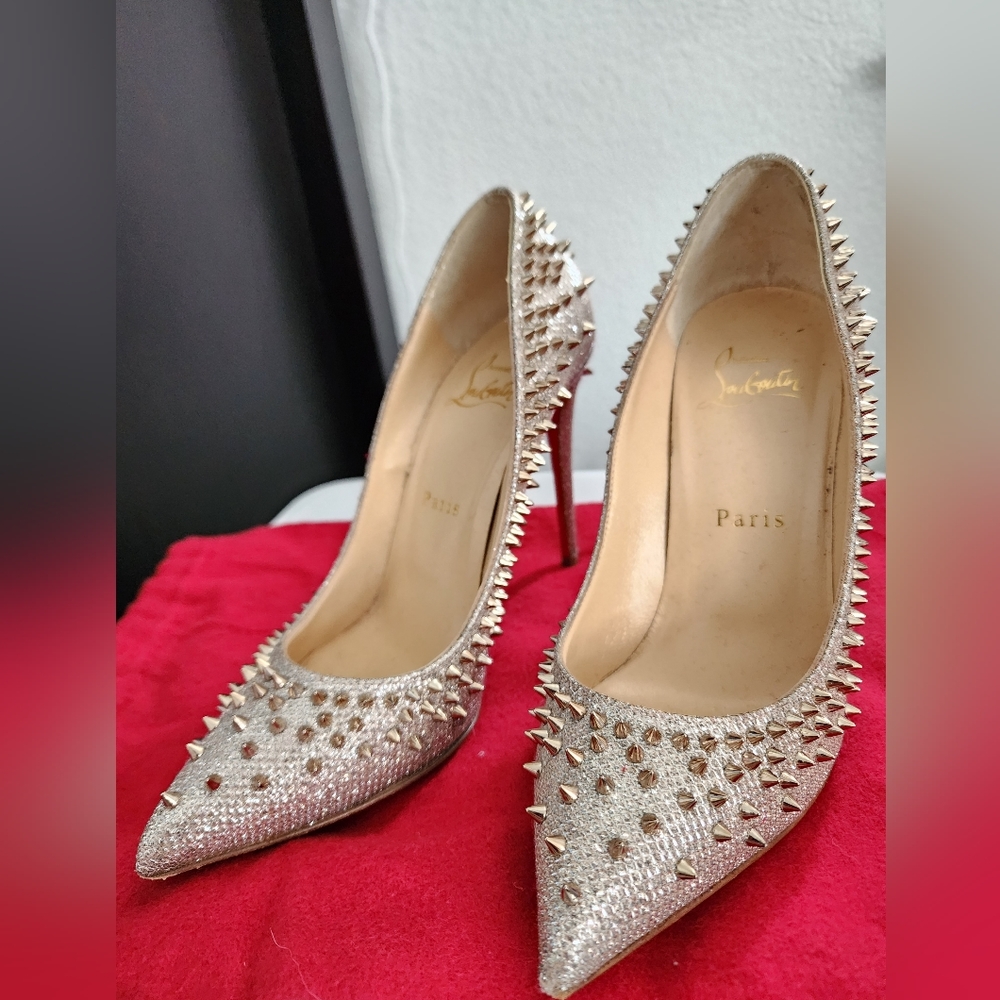 Christian Louboutin Gold Studded Pumps Sz 6.5